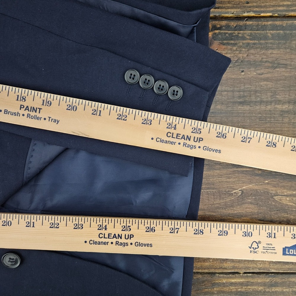 H&M Men's Sport Coat Blazer Two Button Deep‎ Navy Polyester Blend Size 40R SLIM - Picture 5 of 14